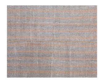 Large Minimalist Vintage Turkish Kilim Rug 230x290 cm (7.5x9.5 ft) | One-of-a-Kind | 60+ Years Old