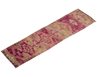 Turkish Rug", Runner Rug, Vintage Rug, 2.5 x 10.7 feet, Kitchen Rug, Oushak Rug, Antique Rug, Oriental Rug, Hallway Rug, Muted Rug, Wool Rug