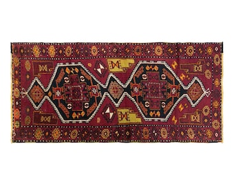 Antique Kurdish Malatya Adıyaman Rug, 3.4x8 ft, 105x245 cm, Handwoven Wool Runner Rug