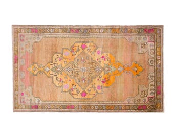 Vintage Rug, Area Rug, Turkish Rug, 4.5 x 8 feet, Oushak Rug, Antique Rug, Oriental Rug, Handmade Rug, Decorative Rug, Large Rug,Old Rug