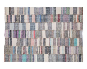 9'2x13'1 Striped Design Turkish Kilim,Stripe Kilim Rug,280x400 cm,Minimalist Modern Kilim Rug,Striped Turkish Rug, Striped Kilim Rug