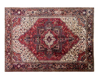 Vintage Wool Turkish Rug 7'11" x 10'4" | 242 x 315 cm, Handwoven Wool on Wool Rug, Bohemian Nomadic Carpet, Large Muted Oushak Rug