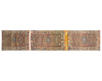 Vintage Turkish Oushak Rug Runner 60x450 cm | Washed & Ready Handmade Wool Runner 2x14.7 ft | Narrow Long Hallway Boho Decorative Carpet
