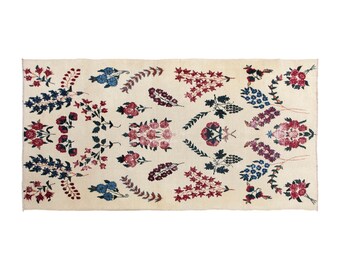 Turkish Rug, Vintage Rug, Area Rug, 3.9 x 7.5 feet, Oushak Rug, Antique Rug, Oriental Rug, Handmade Rug, Decorative Rug,Muted Rug,Old Rug