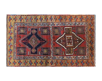 Antique Kurdish Malatya Rug, 3.3x5.7 ft, 102x175 cm, Handwoven Turkish Wool Rug