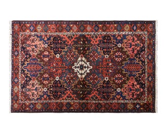 Crimson Garden of Anatolia, Vintage Turkish Rug, 4.6 x 6.7 ft Rug, 90 Year Old Handwoven Wool Carpet