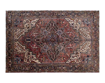 Vintage Turkish Rug 7'10 x 11'10 | 238x362 cm Large Wool Rug • Bohemian Handwoven Carpet • 1960s Nomadic Anatolian Rug