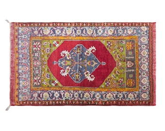 Antique Karapınar Konya Rug, 4.3x6.6 ft, 130x200 cm, Handwoven Turkish Wool Rug