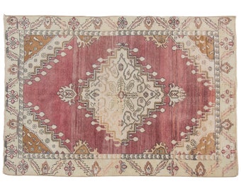 Area Rug, "Turkish Rug, Vintage Rug, 4.4 x 6.4 feet, Oushak Rug, Antique Rug, Oriental Rug, Handmade Rug, Decorative Rug, Muted Rug, Old Rug
