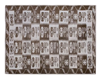 Vintage Oushak Rug 213x280 cm (7'0" x 9'2"), Turkish Handmade Wool, 60+ Years Old Antique Bohemian Rug