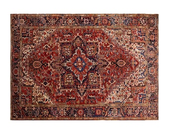 Vintage Turkish Wool Rug, Handwoven Anatolian Carpet, 252 x 325 cm 8.3 x 10.8 ft, 60 Years Old Oversized Medallion Rug