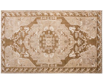 Handwoven Vintage Turkish Rug 182x290 cm | Large Area Rug 6x9 ft | Oushak Antique Rug, Handmade Decorative Wool Rug, Washed & Ready