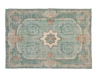 7x10 rug, 7.3 x 9.8 rug, Turkish Rug, Vintage Rug, Area Rug, 7.3 x 9.8 feet, Oushak Rug, Antique Rug, Oversized Rug, Large Rug, Old Rug
