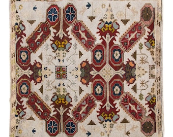 Turkish Rug", Vintage Rug, Area Ru  3'3 x 3'8 feet, Oushak Rug, Antique Rug, Oriental Rug, Handmade Rug, Decorative Rug, Muted Rug