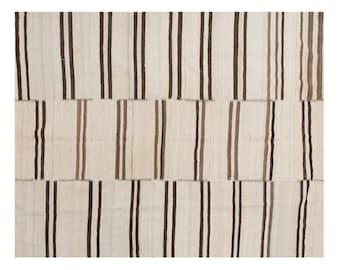 One-of-a-Kind Minimalist Turkish Kilim Rug 200x250 cm | 6.6x8.2 ft | 60+ Year Vintage