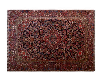 Vintage Turkish Wool Rug, Handwoven Anatolian Carpet, 129 x 205 cm 4.3 x 6.9 ft, 60 Years Old Traditional Floral Rug, Vintage Handmade Rug