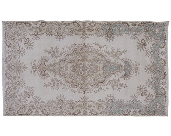 Vintage Rug", Area Rug, Turkish Rug,  3.11 x 7.4 feet, Oushak Rug, Antique Rug, Oriental Rug, Handmade Rug,Decorative Rug, Muted Rug,Old Rug