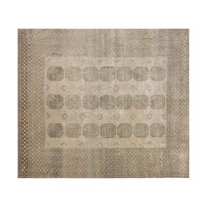 Oversized Vintage Turkish Rug – 10&#39;8&quot; x 12&#39;1&quot; – Handwoven Wool on Wool – Antique Oushak Area Rug – Boho Oriental Carpet – Large Room Decor