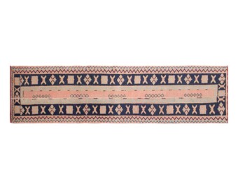Vintage Turkish Runner Rug, 2x11.9 ft, 61x362 cm, Handmade Wool Area Rug