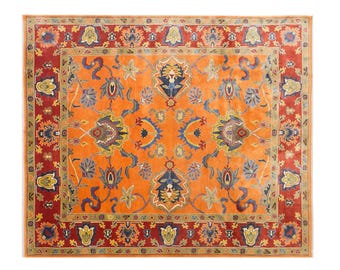 Oversized Turkish Oushak Rug, 10 Year Old Handmade Wool Carpet, 10.2 x 12.1 ft (310 x 370 cm), Luxury Area Rug