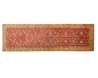 90+ Years Old Oushak Runner Rug 95 x 320 cm | Vintage Turkish Hallway Runner | Handmade Wool Rug