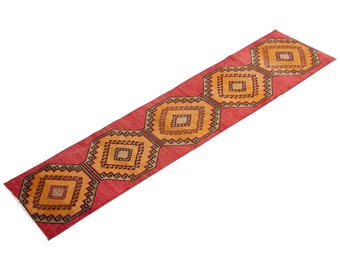 Vintage" 2’6” x 11’1” Anatolian Rug Distressed Runner Handwoven Geometric Floral Ushak Wool Runner 76 x 338 cm - FREE SHIPPING
