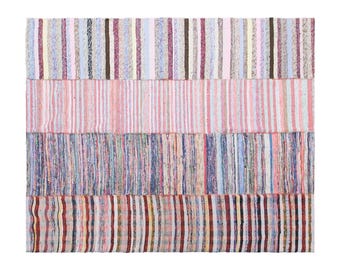 Vintage Turkish Striped Kilim Rug, 9x8.7 ft, 275x265 cm, Handwoven Area Rug