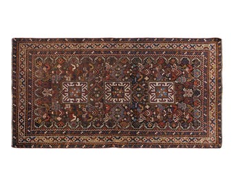 Vintage Turkish Wool Rug 3'2" x 6'1" | 98 x 185 cm, Handwoven Small Wool Rug, Boho Nomadic Design, Muted Colors, Anatolian Carpet