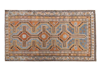 Vintage Turkish Rug, 3.3x6.1 ft, 102x185 cm, Handwoven Wool Rug