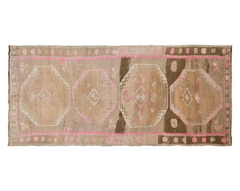 Turkish Runner Rug, Vintage Rug, Muted Kars Rug 5'8 x 12 feet, Brown Rug, Low Pile Rug,Handmade Rug, Decorative Rug, Muted Rug, 173 x 362 cm