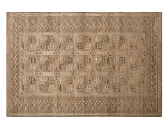 Large 60+ Yr Hand-Spun Wool Oushak Rug – Vintage Turkish Bohemian & Traditional Caucasian Motifs – 245x360 cm / 8x11.8 ft – Artisan Crafted