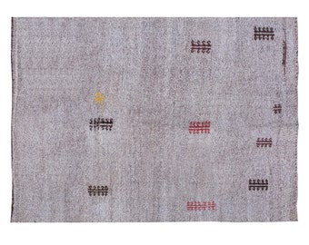 Minimal Kilim Rug, 190x285cm , Goat Hair Turkish Kilim Rug, Minimalist Kilim Rug, Solid Turkish Rug, Goat Hair Kilim Rug 6'3 x 9'4 feet