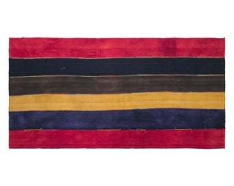 Vintage Turkish Cihanbeyli Curtain Kilim, 7.4x13 ft, 225x395 cm, Handmade Wool Kilim