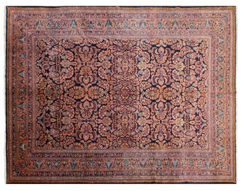 Vintage Turkish Oushak Rug 326x417 cm (10'7x13'8 ft) – 60+ Years Old Handmade Wool Carpet, Antique Oriental Area Rug, Bohemian Large Rug