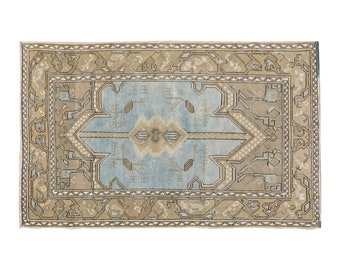 Vintage Rug, Area Rug, Turkish Rug, 3.11 x 6.1 feet, Oushak Rug, Antique Rug, Oriental Rug, Handmade Rug, Decorative Rug,Muted Rug,Old Rug