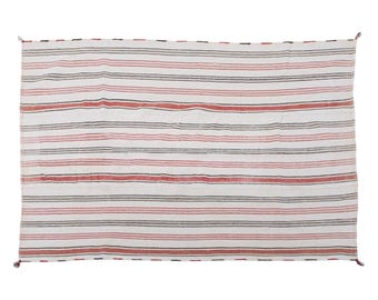Vintage Handwoven Turkish Kilim Rug – 170 x 266 cm | 5'7" x 8'9" – Organic Wool Flatweave, Muted Stripes, Boho Minimalist Decor Accent