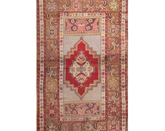 Vintage Turkish Prayer Rug, 3.3x5.2 ft, 101x160 cm, Handmade Anatolian Wool Rug
