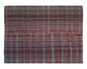 Minimalist Kilim Rug,Goat Hair & Wool Mixed Turkish Rug,Striped Kilim Rug 8 x 11'8 feet,Minimal Kilim Rug,245x355cm,Goat Hair Turkish Kilim