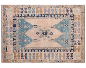 Antique Turkish Oushak Rug 108x152 cm (3.5x5 ft) – 60+ Years Old Handmade Wool Carpet, Vintage Oriental Area Rug, Bohemian Decorative Rug