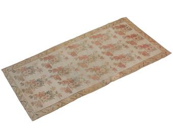 Home Decor 4'9"x 10'8" Vintage" Runner Rug,Hallway Rug,Oushak Rug,Pale Muted Colors, Distressed-Low Pile Carpet,Anatolian Rug, 146 x 325 cm