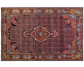 Vintage Turkish Oushak Rug 4'4" x 6'9" | 133x205 cm Handwoven Wool Area Rug, Nomadic Bohemian Design, Antique Muted Colors Carpet, 70+ Years