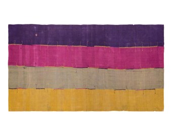 Vintage Turkish Cihanbeyli Curtain Kilim, 5.2x11.3 ft, 160x345 cm, Handmade Wool Kilim