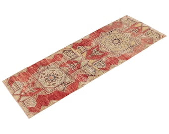 Runner Rug, Antique" Rug, 3.1 x 10.9 feet, Oushak Rug, Vintage Rug, Turkish Rug, Hallway Rug, Floor Rug, Kitchen Rug, Wool Rug, Old Rug