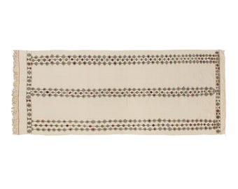 Minimalist Striped Kilim Rug Runner, Neutral Turkish Kilim Runner, Handwoven Kilim Rug, 4'0" x 12'6" (122x380 cm), Vintage Turkish Runner