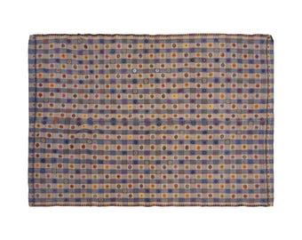 Vintage Turkish Kilim Rug 177x265 cm (5'10" x 8'8") – 1960s Handwoven Wool Flatweave – Striped Boho Carpet – Japandi Minimalist Decor