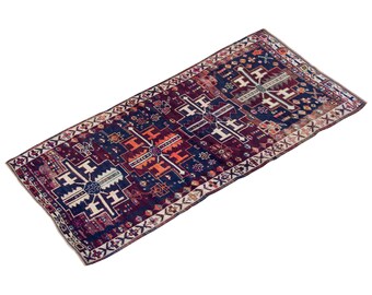 Runner Rug", Turkish Rug, Antique Rug, 3.5 x 7.9 feet, Oushak Rug, Vintage Rug, Oriental Rug, Handmade Rug, Hallway Rug", Kitchen Rug