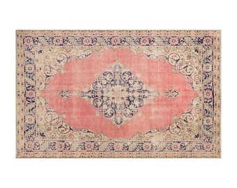 Vintage Rug, Area Rug, Turkish Rug, 7 x 9'9 feet, Oushak Rug, Antique Rug, Oriental Rug, Handmade Rug, Decorative Rug, Large Rug, Old Rug