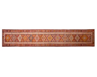 Antique  Kurdish Herki Runner 84x487 cm / 2.8x16 ft | One-of-a-Kind 60+ Year Old Rug
