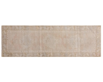 Handmade Vintage Oushak Rug Runner 88x323 cm (2'11"x10'7") – 60+ Years Old Turkish Long Hallway Runner, Narrow Floor Carpet, Narrow Carpet