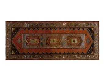 Antique Turkish Runner – 60+ Yrs Old Handwoven Wool Rug, Naturally Dyed, Muted Colors, Perfect for Hallways and Interiors, 130x300 cm